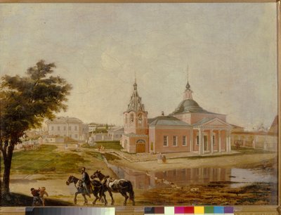 La Iglesia del Icono de Rzhev de la Santa Madre de Dios, en Moscú. Pintura anónima, óleo sobre lienzo, mediados del siglo XIX. arte ruso de School Russian