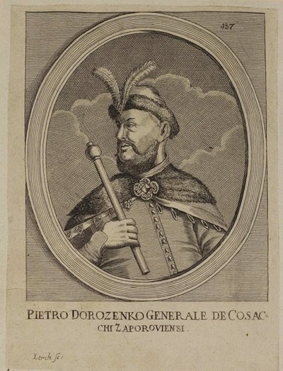 Petro Dorofeyevych Doroshenko, Hetman de la Ucrania de la orilla derecha (grabado) de School Russian