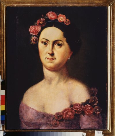 Retrato de la bailarina Avdotia Istomina (1799-1848), en Flora. Pintura anónima, óleo sobre lienzo, alrededor de 1830. Arte ruso de School Russian