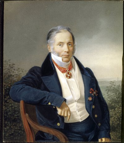 Retrato del pintor Alexander Sauerweld (1782-1844). (Retrato del pintor A. Sauerweld). Pintura anónima, llorando sobre lienzo, debut del siglo XIX. arte ruso de School Russian