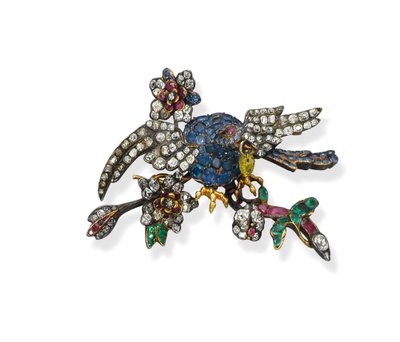 Raro broche de águila con múltiples gemas, c.1750 de School Russian