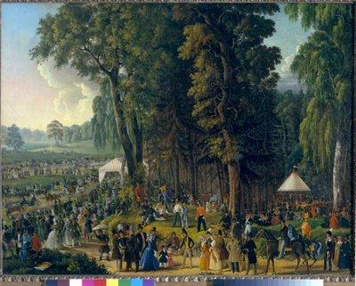 Celebraciones públicas en Marina Rocha en Moscú. Pintura anónima, óleo sobre lienzo, alrededor de 1840. Arte ruso de School Russian