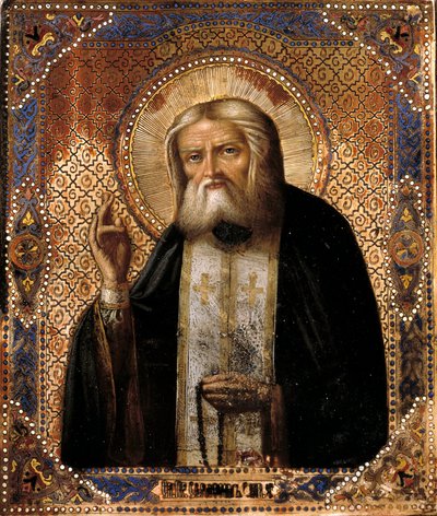 Representación del taumaturgo ruso Serafín de Sarov (1759-1833) Icono de la escuela rusa del siglo XIX. París, B.N. de School Russian