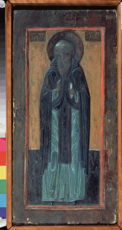 San Zósimo de Solovki (fallecido en 1478). Ícono ruso, madera tallada policromada, mediados del siglo XVI. Antiguo arte tradicional ruso del norte. Museo Regional de Bellas Artes y Artes Aplicadas, Smolensk (Rusia). de School Russian