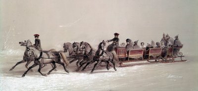 Paseo en trineo de la familia de Alejandro II de School Russian
