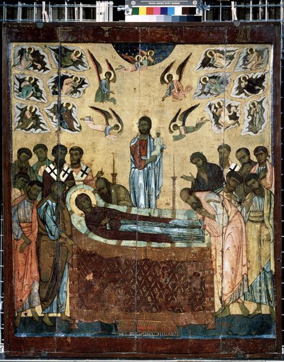 La Dormición de la Virgen, Icono Ruso de School Russian