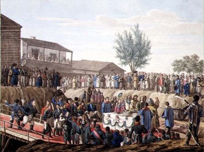 La colocación de la primera piedra de la Aduana en Mohiloff en 1820 de School Russian