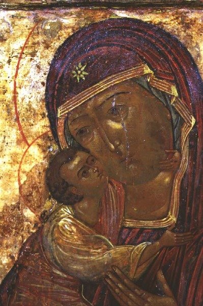 La Madre de Dios Theodorovskaya, icono, finales del siglo XVI de School Russian