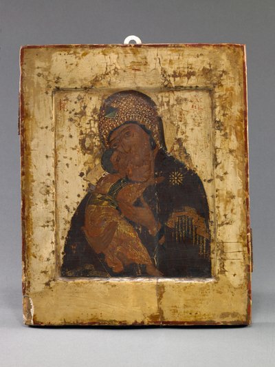 Volokolamskaya Madre de Dios (temple sobre tabla) de School Russian
