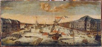 Vista de los muelles del Neva (San Petersburgo). Pintura anónima, óleo sobre lienzo de School Russian