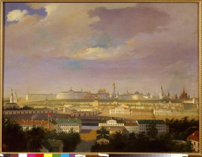 Vista del Kremlin de Moscú desde la Plaza de Marte (Bolotnaya). Pintura anónima, óleo sobre lienzo, mediados del siglo XIX. Arte ruso, neoclasicismo. Museo Estatal de Historia, Moscú. de School Russian