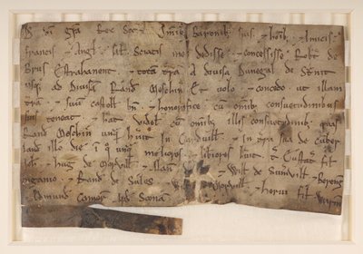 Concesión de David I, rey de Escocia (m. 1153), a Robert de Brus, otorgándole Annandale de School Scottish
