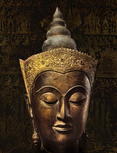 Cabeza de Buda coronado estilo Ayutthaya de School Siamese
