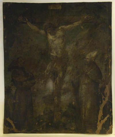 Crucifixión (Madonna On Verso) (óleo sobre cobre) de School Spanish