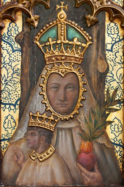 Hermitage (Ermita de Nuestra Señora de La Plaza). Interior. The altar. Detail. Altar (painting) de School Spanish