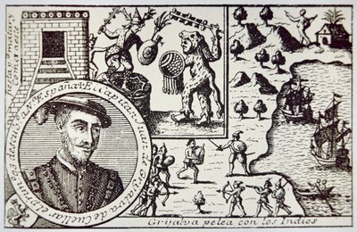 Los españoles bajo Juan de Grijalva desembarcan en Yucatán y enfrentan a los guerreros mayas en la Batalla de Champotón, mayo de 1518 de School Spanish