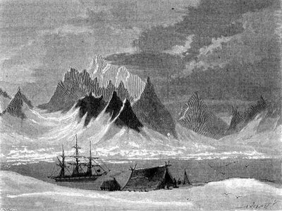 Vista en las Islas Svalbard, archipiélago de Spitsbergen, ilustración de 