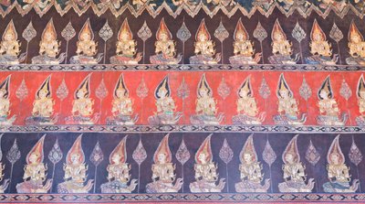 Pinturas murales en la capilla Buddhaisawan, palacio de Wang Na (pintura) de School Thai
