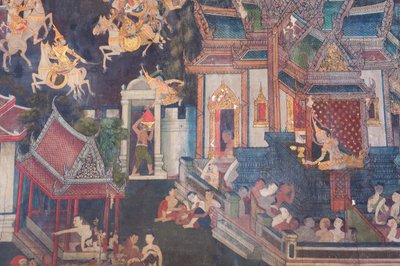 Murales de la capilla Buddhaisawan, palacio de Wang Na (pintura) de School Thai