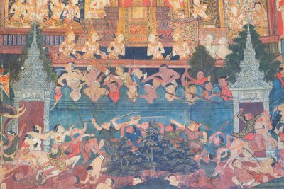 Murales de la capilla Buddhaisawan, palacio de Wang Na de School Thai