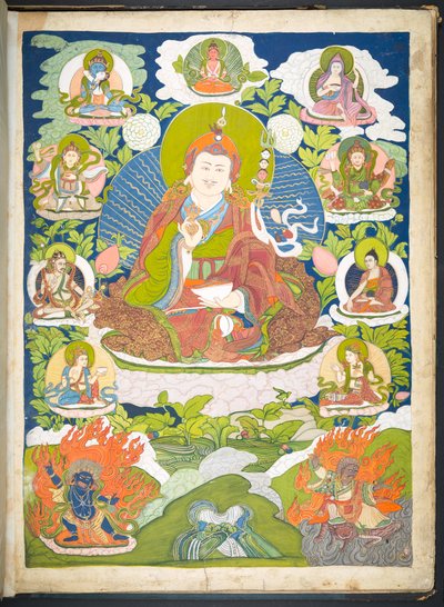 Agregar. O. 3048    Uno de los 12 dibujos que representan deidades tibetanas de un artista tibetano, probablemente en Lhasa, c.1800    (gouache sobre papel) de School Tibetan