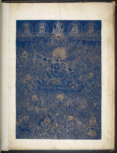 Agregar. O. 3050    Uno de los 12 dibujos que representan deidades tibetanas de un artista tibetano, probablemente en Lhasa, c.1800    (gouache sobre papel) de School Tibetan