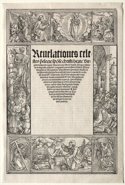 Borde - con el bautismo de Cristo de School of Albrecht Dürer