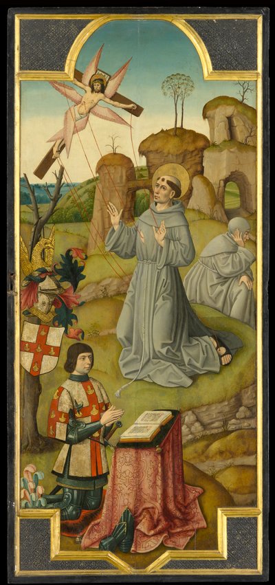 San Francisco recibiendo los estigmas; (verso) Cristo en el Huerto de Getsemaní, hacia 1470 (óleo sobre tabla) de School of Amiens