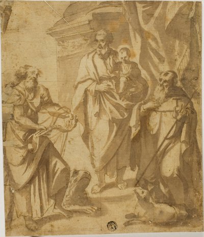 San José y el Niño Jesús, con los santos Marcos y Antonio de School of Guido Reni