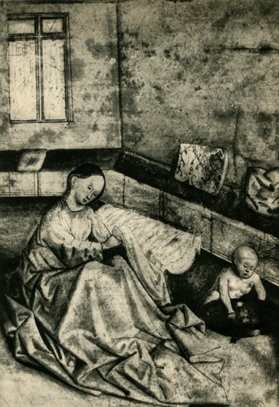 Madonna y niño en un interior, principios del siglo XV de School of Konrad Witz