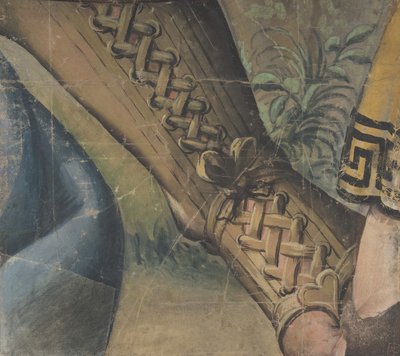 Fragmento de un Cartón de Tapiz: Pie en un Coturno, Drapería y una Planta, 1500-1550 de School of Raphael.