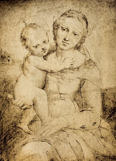 Madonna y Niño de School of Raphael