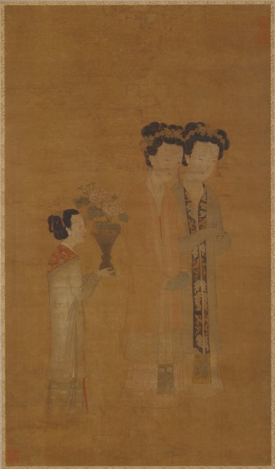 Damas de la corte y asistente, dinastía Ming, siglo XVI de School of Tang Yin