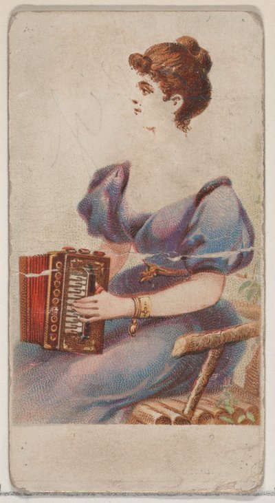 Acordeón, de la serie Instrumentos Musicales N82 para cigarrillos marca Duke, 1888 de Schumacher and Ettlinger
