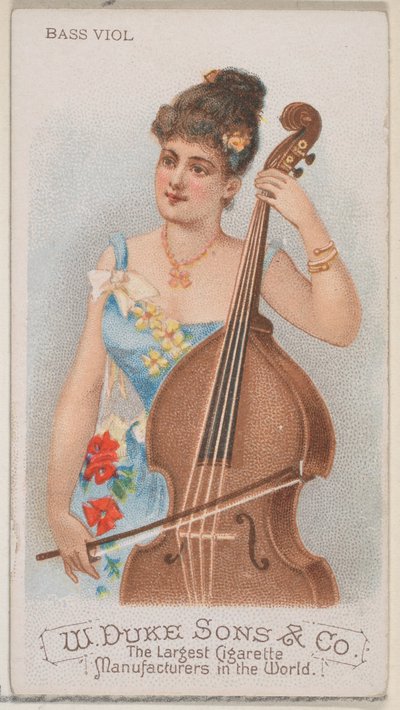 Viola da gamba, de la serie Instrumentos Musicales N82 para cigarrillos marca Duke, 1888 de Schumacher and Ettlinger