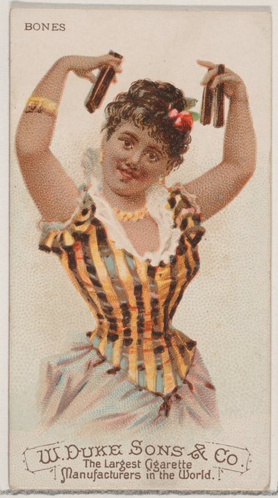 Huesos, de la serie Instrumentos Musicales N82 para cigarrillos marca Duke, 1888 de Schumacher and Ettlinger