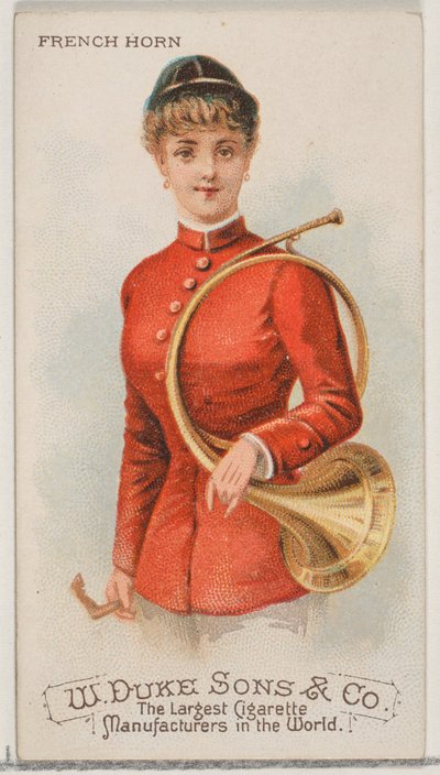 Trompa, de la serie Instrumentos Musicales N82 para cigarrillos marca Duke, 1888 de Schumacher and Ettlinger