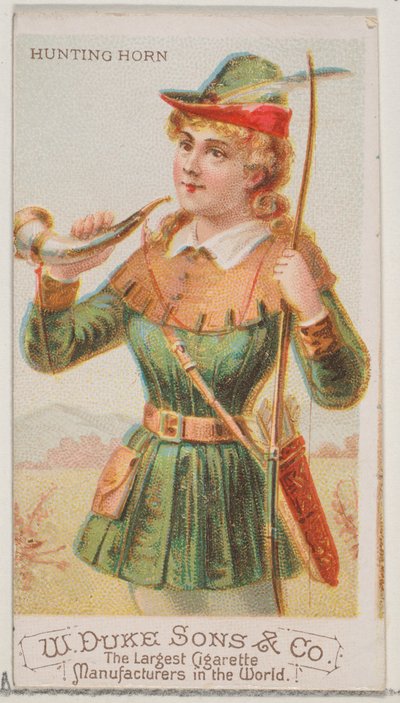 Cuerno de caza, de la serie Instrumentos Musicales N82 para cigarrillos marca Duke, 1888 de Schumacher and Ettlinger