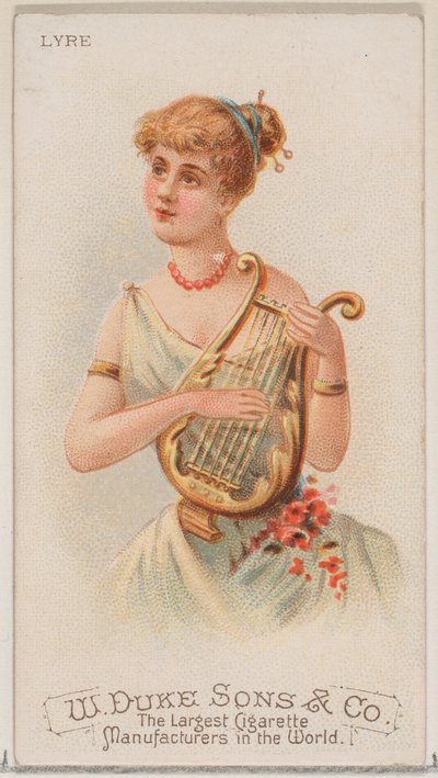 Lira, de la serie Instrumentos Musicales N82 para cigarrillos marca Duke, 1888 de Schumacher and Ettlinger