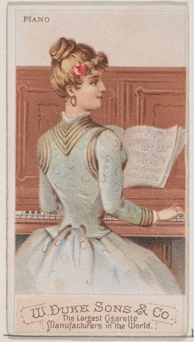 Piano, de la serie Instrumentos Musicales N82 para cigarrillos marca Duke, 1888 de Schumacher and Ettlinger