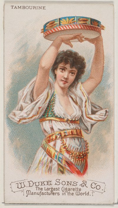 Pandereta, de la serie Instrumentos Musicales N82 para cigarrillos marca Duke, 1888 de Schumacher and Ettlinger