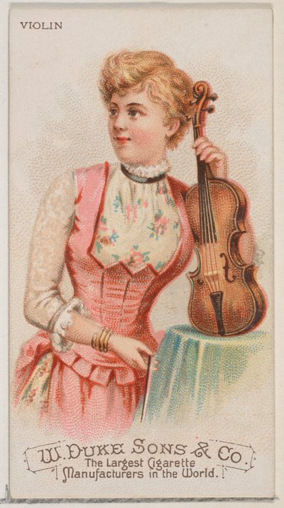 Violín, de la serie Instrumentos Musicales N82 para cigarrillos marca Duke, 1888 de Schumacher and Ettlinger