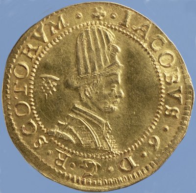 4 libras escocesas (pieza de sombrero) de James VI, casa de moneda de Edimburgo, 1591 (anverso) (oro) de Scottish School