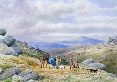 Una partida de caza en las Tierras Altas, 1868 de Scottish School
