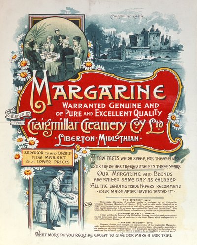 Anuncio de margarina producida por la Craigmillar Creamery de Scottish School