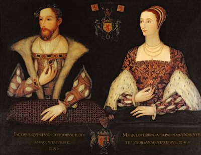 Copia del retrato doble original de María de Guisa (1515-60) y el Rey Jacobo V (1512-42) encargado por Lord Bute, 1895 de Scottish School