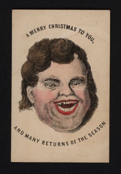 Cara de un hombre riendo, tarjeta de felicitación navideña, finales del siglo XIX de Scottish School
