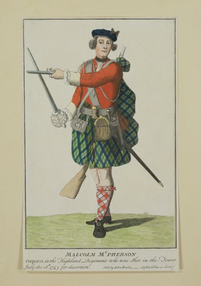 Malcolm McPherson, cabo del Regimiento Black Watch, fusilado por deserción, 1743 de Scottish School