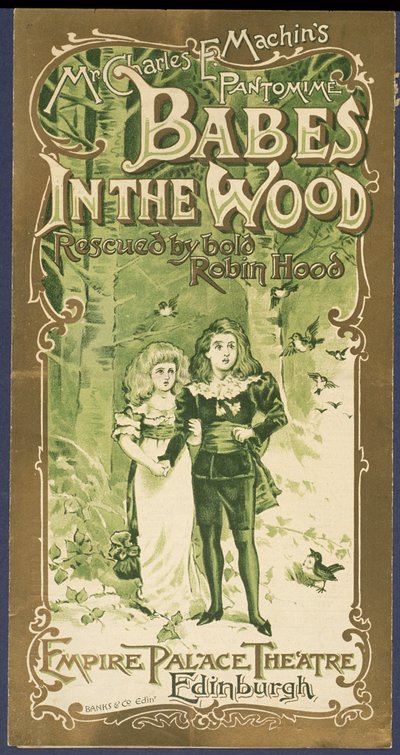 Portada del programa de Babes in the Wood en el Empire Palace Theatre, Edimburgo de Scottish School