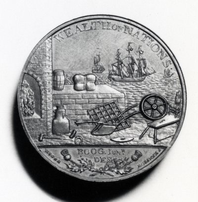 Penique escocés conmemorativo de Adam Smith (reverso), 1797 (cobre) de Scottish School